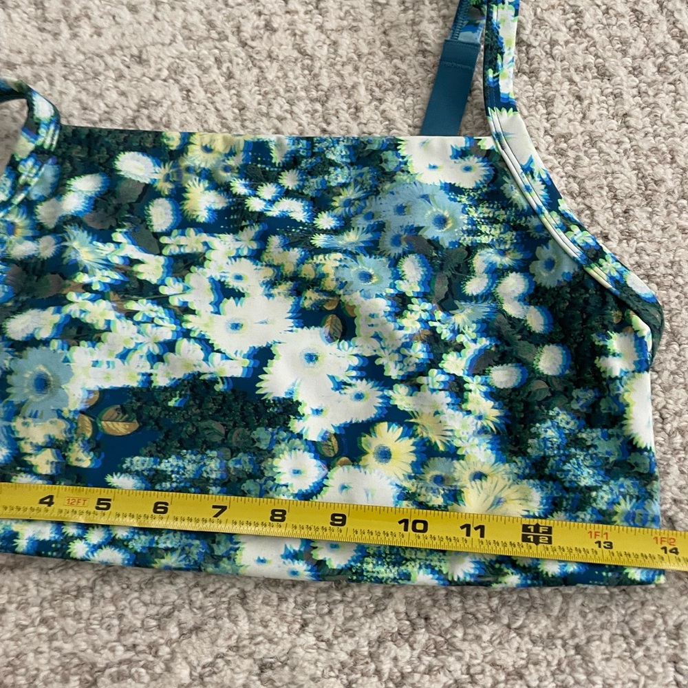 OFFLINE Aerie Blue Green Floral 3D Trippy blurry Activewear Set Bra Biker Shorts - Picture 16 of 16